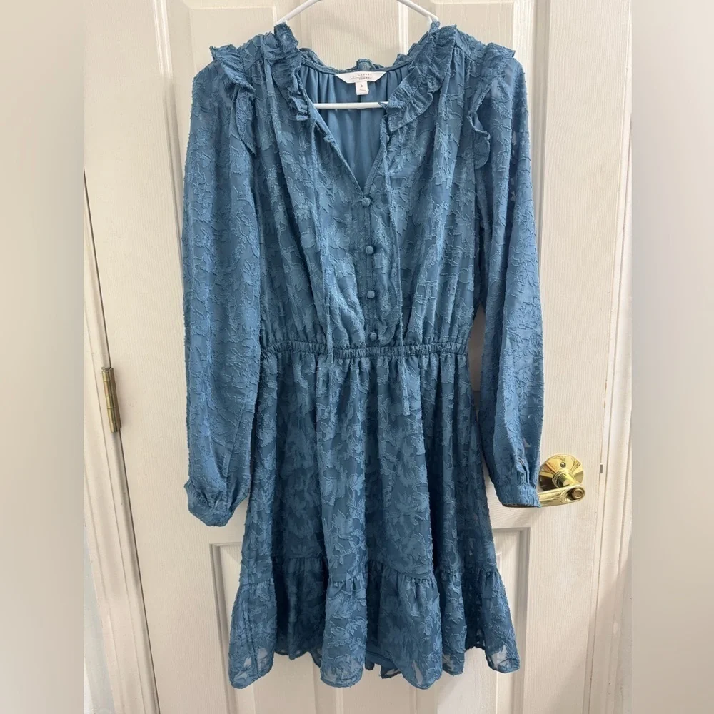 LC Lauren Conrad Blue Lace Mini Dress